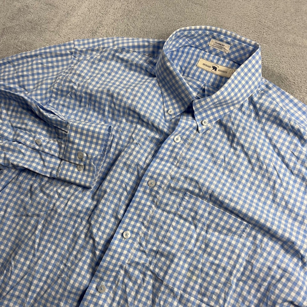Onward Reserve Mens XL Classic Fit Gingham Performance Button Down Shirt Blue
